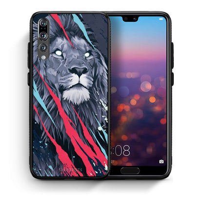 Θήκη Huawei P20 Pro Lion Designer PopArt από τη Smartfits με σχέδιο στο πίσω μέρος και μαύρο περίβλημα | Huawei P20 Pro Lion Designer PopArt case with colorful back and black bezels