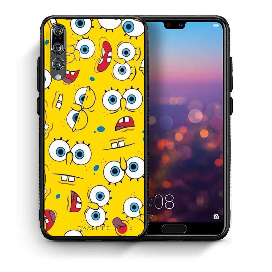 Θήκη Huawei P20 Pro Sponge PopArt από τη Smartfits με σχέδιο στο πίσω μέρος και μαύρο περίβλημα | Huawei P20 Pro Sponge PopArt case with colorful back and black bezels
