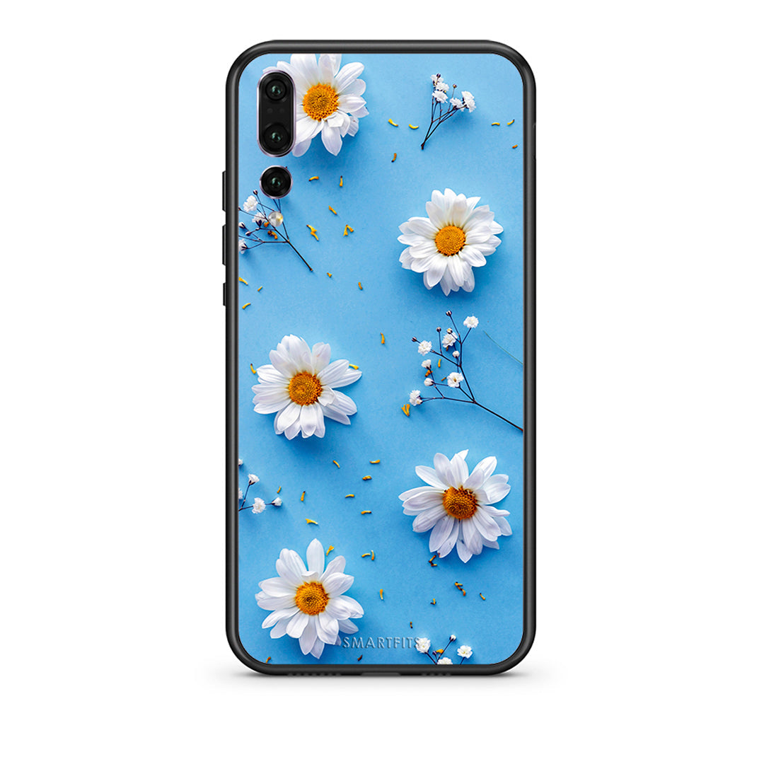 huawei p20 pro Real Daisies θήκη από τη Smartfits με σχέδιο στο πίσω μέρος και μαύρο περίβλημα | Smartphone case with colorful back and black bezels by Smartfits