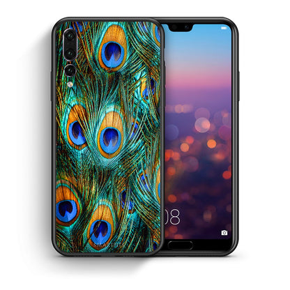 Θήκη Huawei P20 Pro Real Peacock Feathers από τη Smartfits με σχέδιο στο πίσω μέρος και μαύρο περίβλημα | Huawei P20 Pro Real Peacock Feathers case with colorful back and black bezels