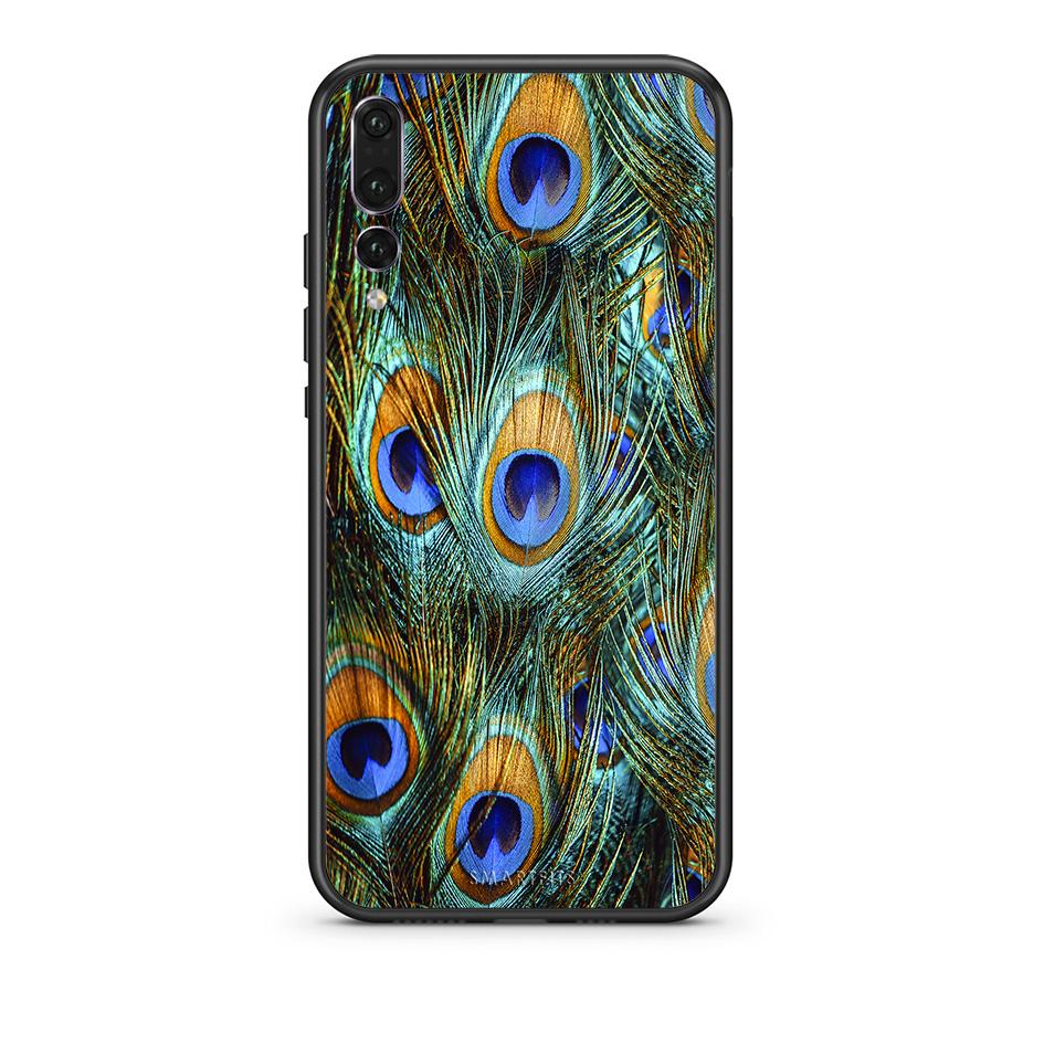 huawei p20 pro Real Peacock Feathers θήκη από τη Smartfits με σχέδιο στο πίσω μέρος και μαύρο περίβλημα | Smartphone case with colorful back and black bezels by Smartfits