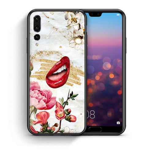 Θήκη Huawei P20 Pro Red Lips από τη Smartfits με σχέδιο στο πίσω μέρος και μαύρο περίβλημα | Huawei P20 Pro Red Lips case with colorful back and black bezels