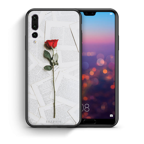 Θήκη Huawei P20 Pro Red Rose από τη Smartfits με σχέδιο στο πίσω μέρος και μαύρο περίβλημα | Huawei P20 Pro Red Rose case with colorful back and black bezels