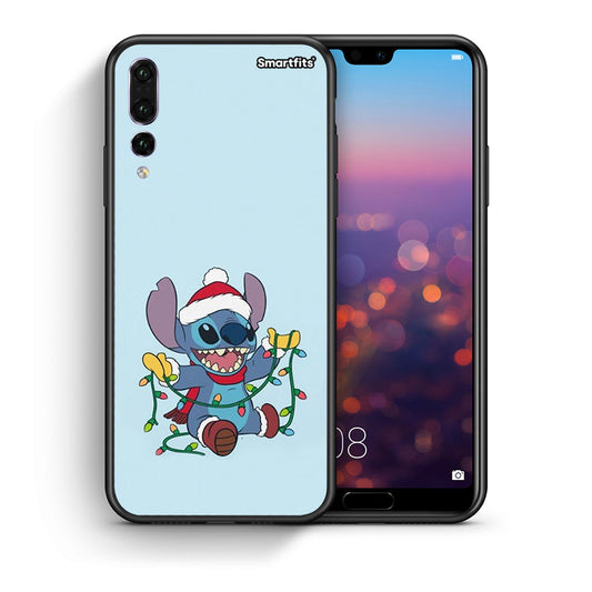 Θήκη Huawei P20 Pro Santa Stich από τη Smartfits με σχέδιο στο πίσω μέρος και μαύρο περίβλημα | Huawei P20 Pro Santa Stich case with colorful back and black bezels