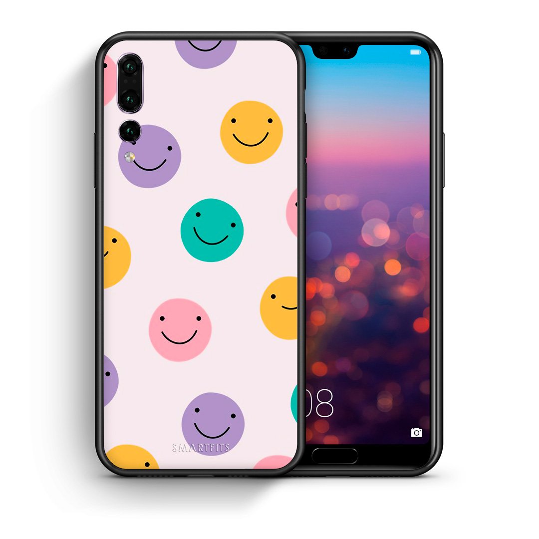 Θήκη Huawei P20 Pro Smiley Faces από τη Smartfits με σχέδιο στο πίσω μέρος και μαύρο περίβλημα | Huawei P20 Pro Smiley Faces case with colorful back and black bezels