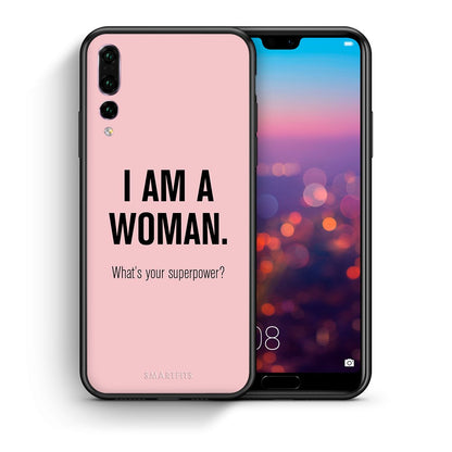 Θήκη Huawei P20 Pro Superpower Woman από τη Smartfits με σχέδιο στο πίσω μέρος και μαύρο περίβλημα | Huawei P20 Pro Superpower Woman case with colorful back and black bezels