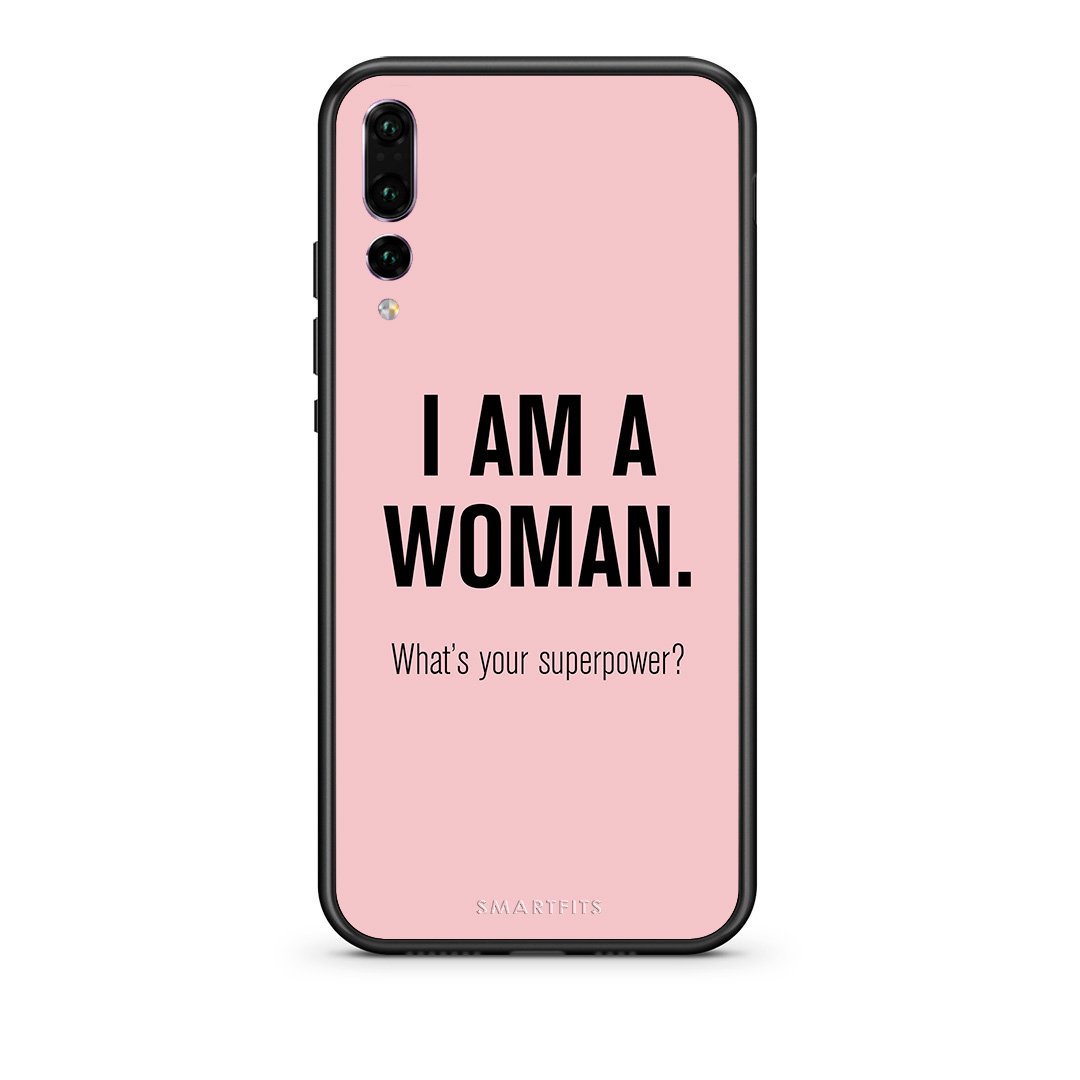 huawei p20 pro Superpower Woman θήκη από τη Smartfits με σχέδιο στο πίσω μέρος και μαύρο περίβλημα | Smartphone case with colorful back and black bezels by Smartfits