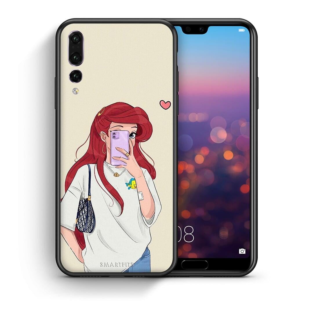 Θήκη Huawei P20 Pro Walking Mermaid από τη Smartfits με σχέδιο στο πίσω μέρος και μαύρο περίβλημα | Huawei P20 Pro Walking Mermaid case with colorful back and black bezels