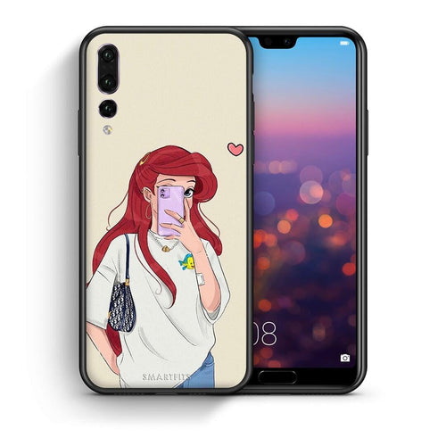 Θήκη Huawei P20 Pro Walking Mermaid από τη Smartfits με σχέδιο στο πίσω μέρος και μαύρο περίβλημα | Huawei P20 Pro Walking Mermaid case with colorful back and black bezels