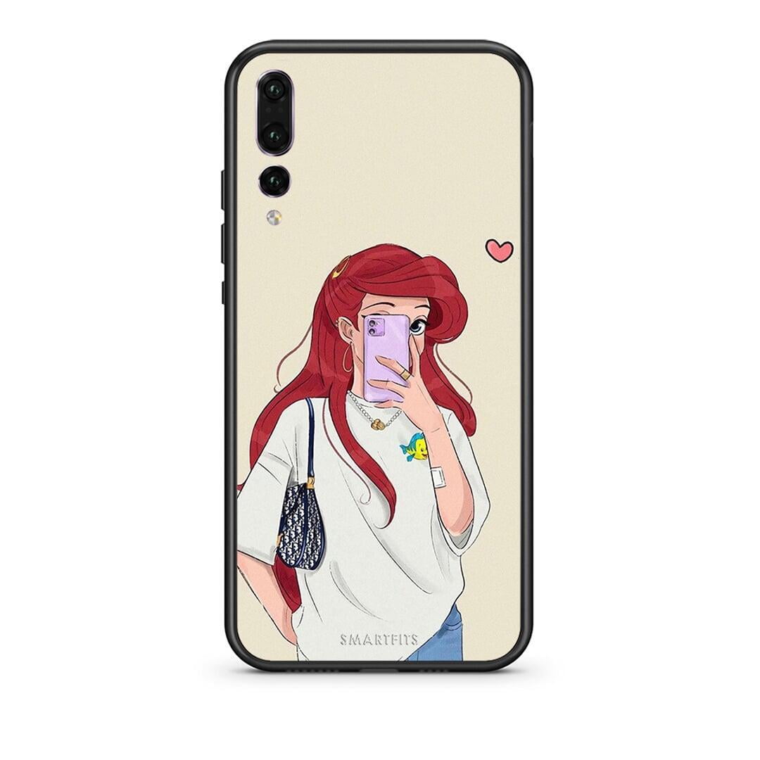 huawei p20 pro Walking Mermaid Θήκη από τη Smartfits με σχέδιο στο πίσω μέρος και μαύρο περίβλημα | Smartphone case with colorful back and black bezels by Smartfits