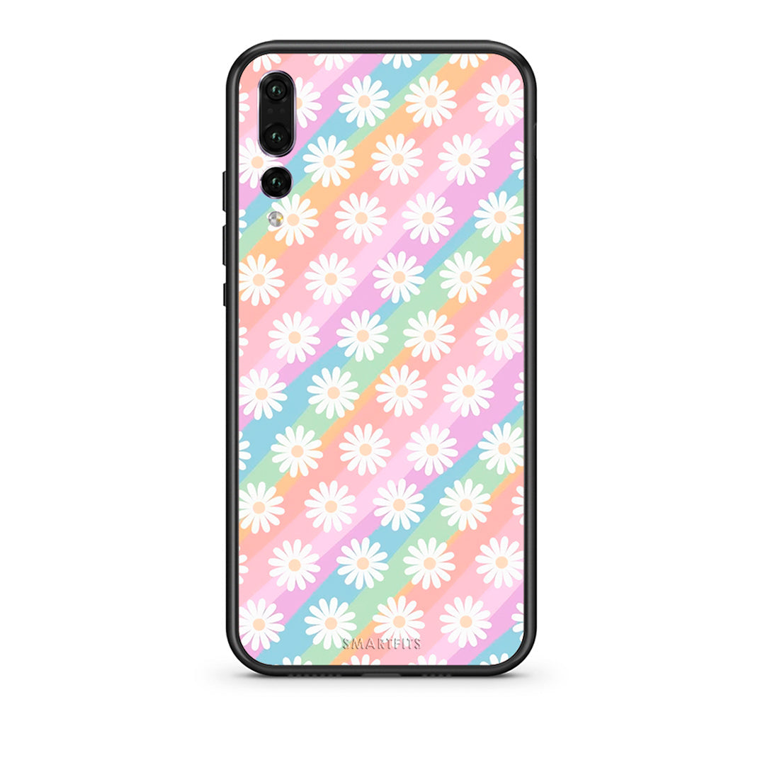 huawei p20 pro White Daisies θήκη από τη Smartfits με σχέδιο στο πίσω μέρος και μαύρο περίβλημα | Smartphone case with colorful back and black bezels by Smartfits