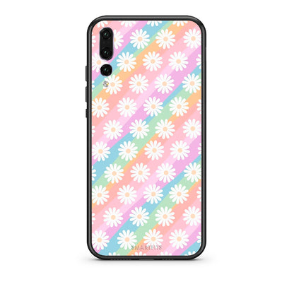 huawei p20 pro White Daisies θήκη από τη Smartfits με σχέδιο στο πίσω μέρος και μαύρο περίβλημα | Smartphone case with colorful back and black bezels by Smartfits