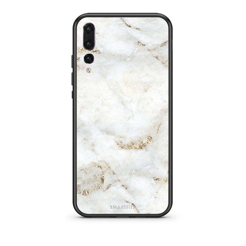 huawei p20 pro White Gold Marble θήκη από τη Smartfits με σχέδιο στο πίσω μέρος και μαύρο περίβλημα | Smartphone case with colorful back and black bezels by Smartfits
