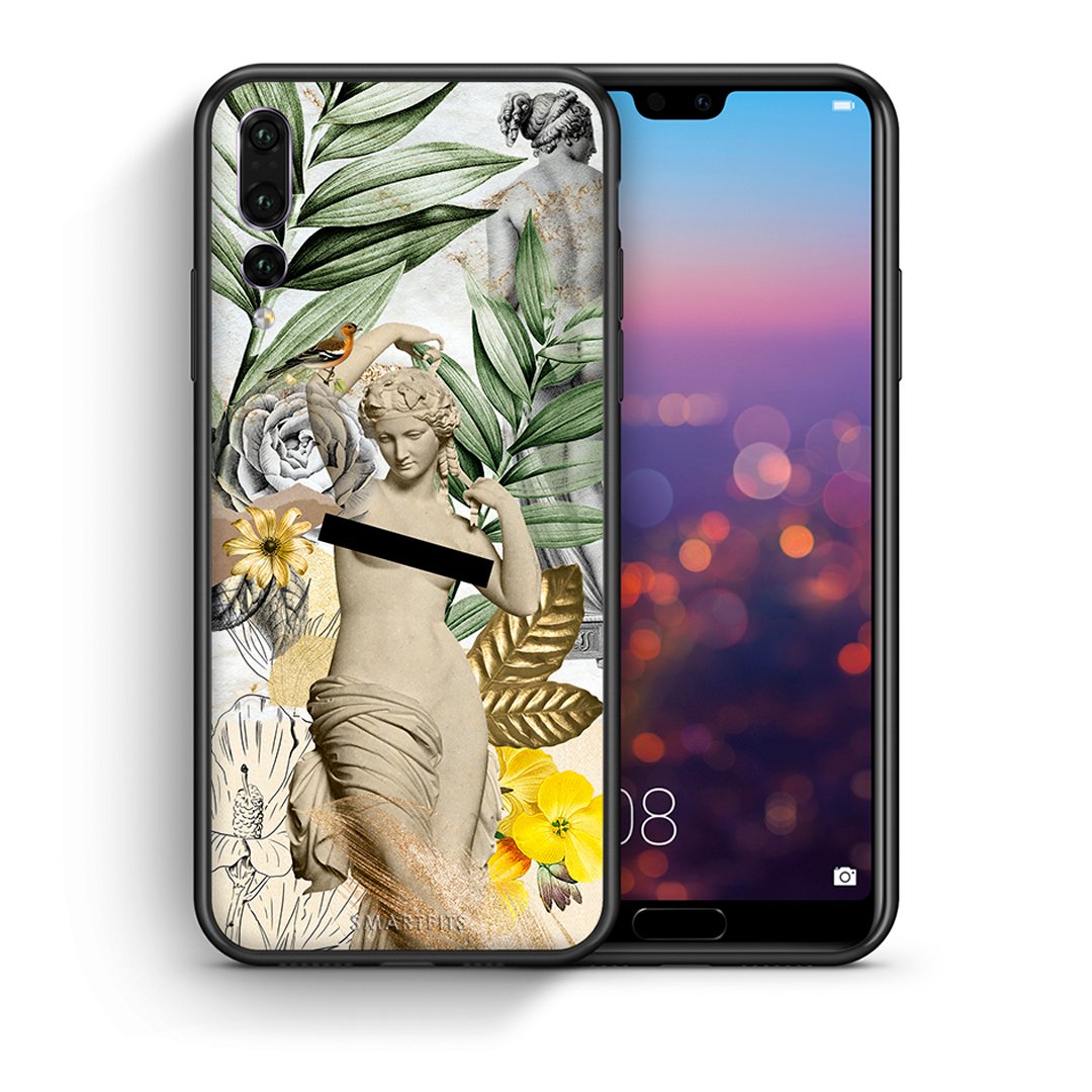 Θήκη Huawei P20 Pro Woman Statue από τη Smartfits με σχέδιο στο πίσω μέρος και μαύρο περίβλημα | Huawei P20 Pro Woman Statue case with colorful back and black bezels