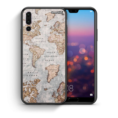 Θήκη Huawei P20 Pro World Map από τη Smartfits με σχέδιο στο πίσω μέρος και μαύρο περίβλημα | Huawei P20 Pro World Map case with colorful back and black bezels