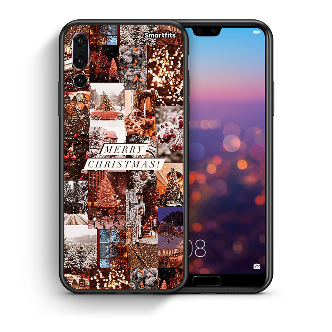 Θήκη Huawei P20 Pro Xmas Collage από τη Smartfits με σχέδιο στο πίσω μέρος και μαύρο περίβλημα | Huawei P20 Pro Xmas Collage case with colorful back and black bezels