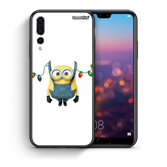 Θήκη Huawei P20 Pro Xmas Minion Lights από τη Smartfits με σχέδιο στο πίσω μέρος και μαύρο περίβλημα | Huawei P20 Pro Xmas Minion Lights case with colorful back and black bezels