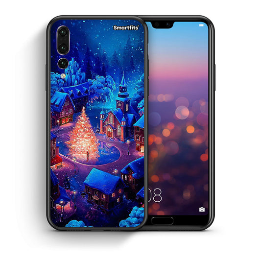Θήκη Huawei P20 Pro Xmas Village από τη Smartfits με σχέδιο στο πίσω μέρος και μαύρο περίβλημα | Huawei P20 Pro Xmas Village case with colorful back and black bezels