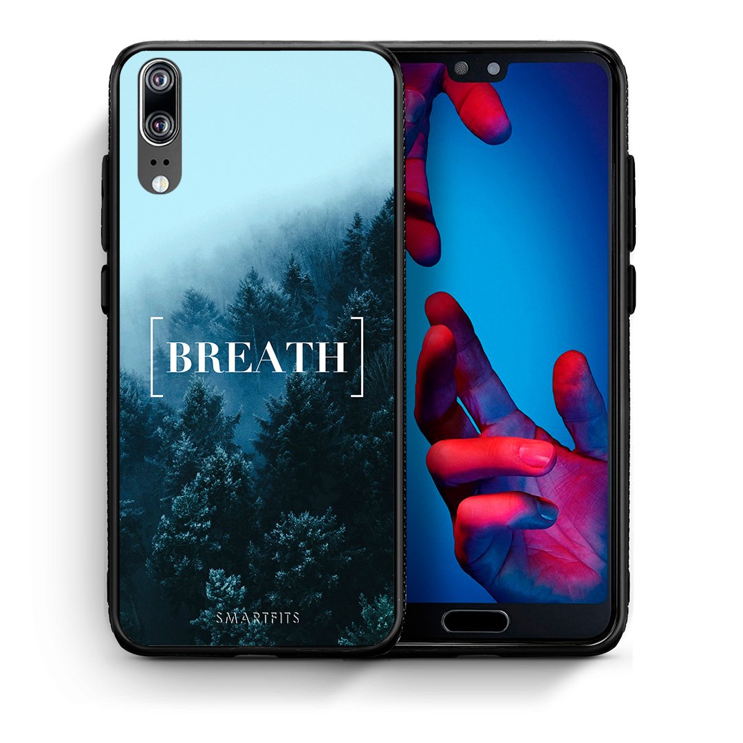Θήκη Huawei P20 Breath Quote από τη Smartfits με σχέδιο στο πίσω μέρος και μαύρο περίβλημα | Huawei P20 Breath Quote case with colorful back and black bezels