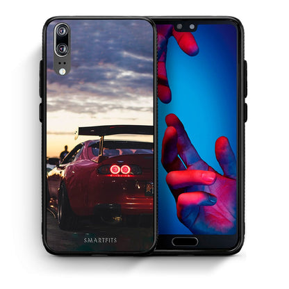 Θήκη Huawei P20 Racing Supra από τη Smartfits με σχέδιο στο πίσω μέρος και μαύρο περίβλημα | Huawei P20 Racing Supra case with colorful back and black bezels