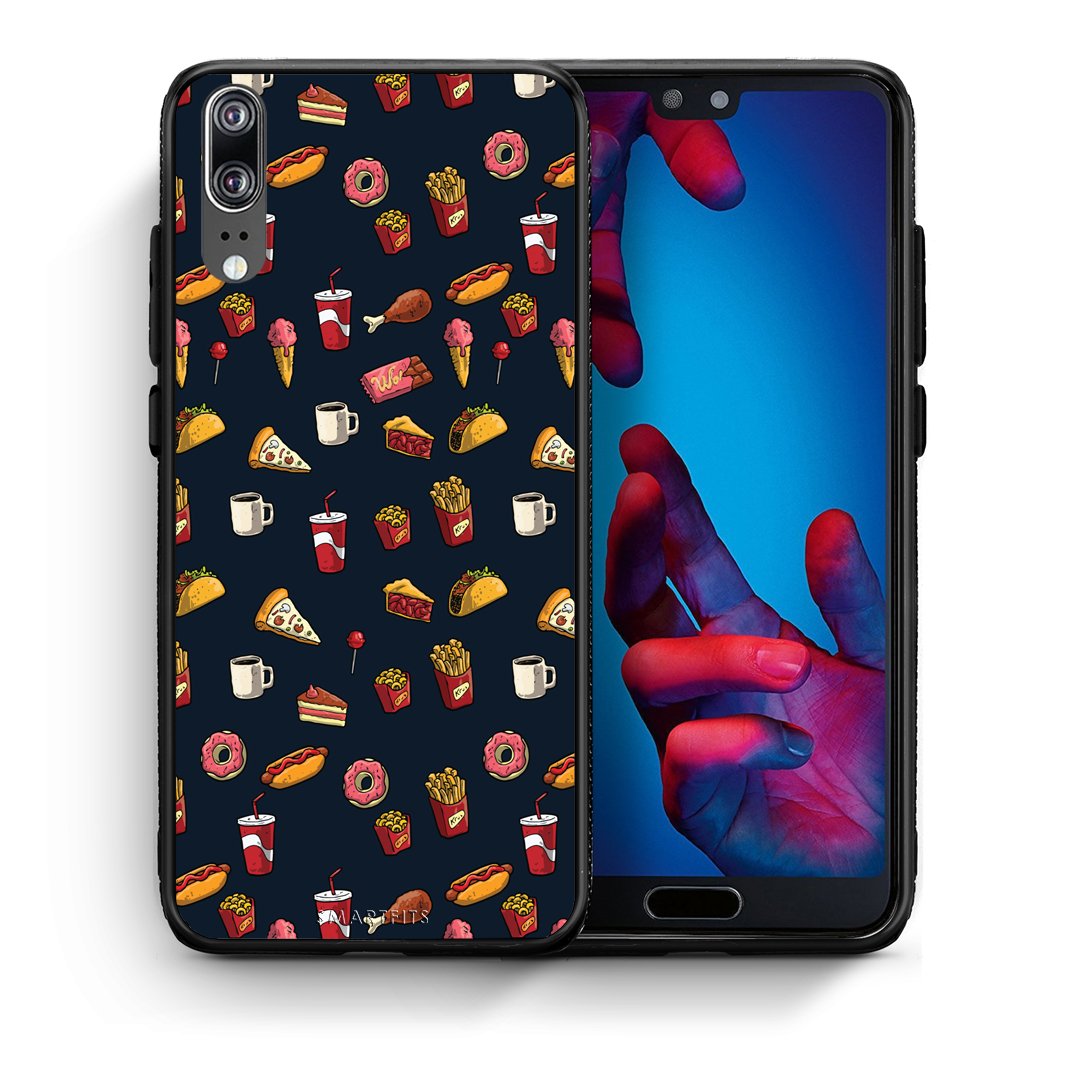 Θήκη Huawei P20 Hungry Random από τη Smartfits με σχέδιο στο πίσω μέρος και μαύρο περίβλημα | Huawei P20 Hungry Random case with colorful back and black bezels