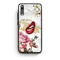 Thumbnail for Huawei P20 Red Lips θήκη από τη Smartfits με σχέδιο στο πίσω μέρος και μαύρο περίβλημα | Smartphone case with colorful back and black bezels by Smartfits
