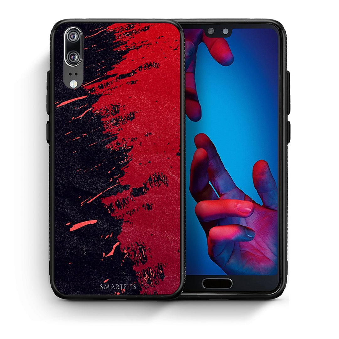 Θήκη Αγίου Βαλεντίνου Huawei P20 Red Paint από τη Smartfits με σχέδιο στο πίσω μέρος και μαύρο περίβλημα | Huawei P20 Red Paint case with colorful back and black bezels