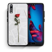 Thumbnail for Θήκη Huawei P20 Red Rose από τη Smartfits με σχέδιο στο πίσω μέρος και μαύρο περίβλημα | Huawei P20 Red Rose case with colorful back and black bezels