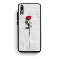 Thumbnail for Huawei P20 Red Rose θήκη από τη Smartfits με σχέδιο στο πίσω μέρος και μαύρο περίβλημα | Smartphone case with colorful back and black bezels by Smartfits