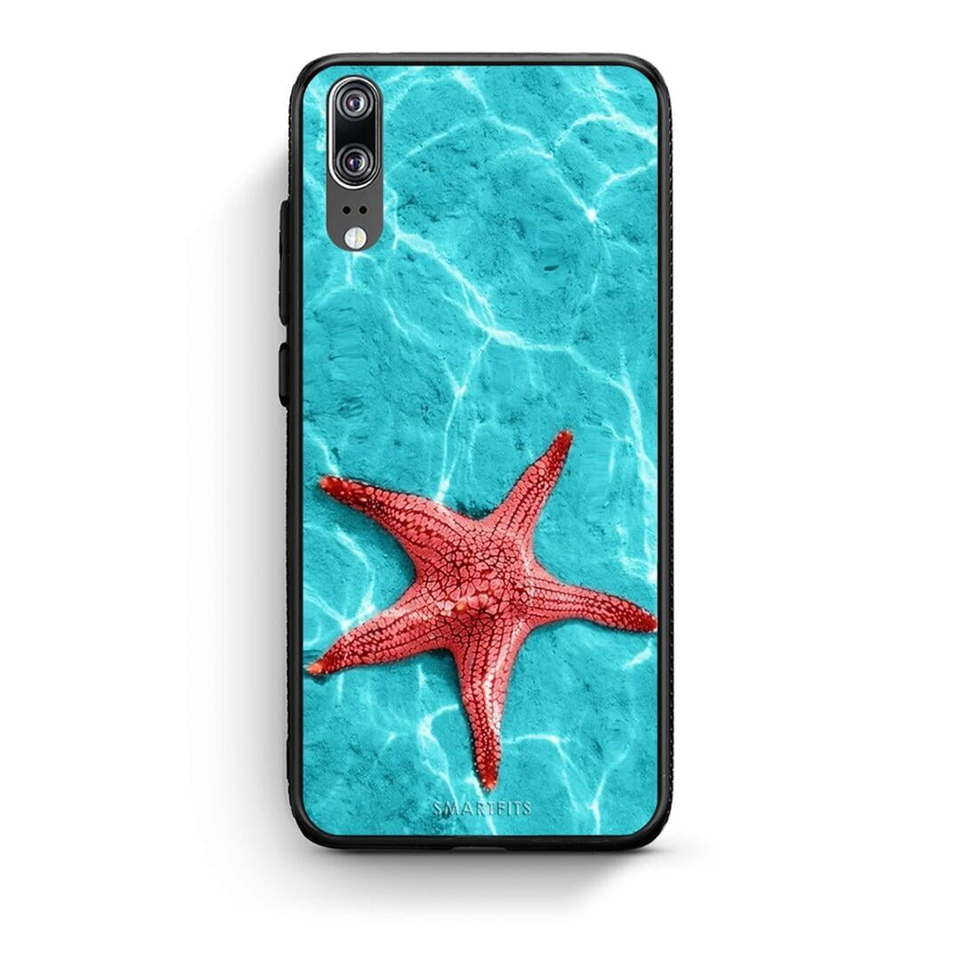 Huawei P20 Red Starfish Θήκη από τη Smartfits με σχέδιο στο πίσω μέρος και μαύρο περίβλημα | Smartphone case with colorful back and black bezels by Smartfits