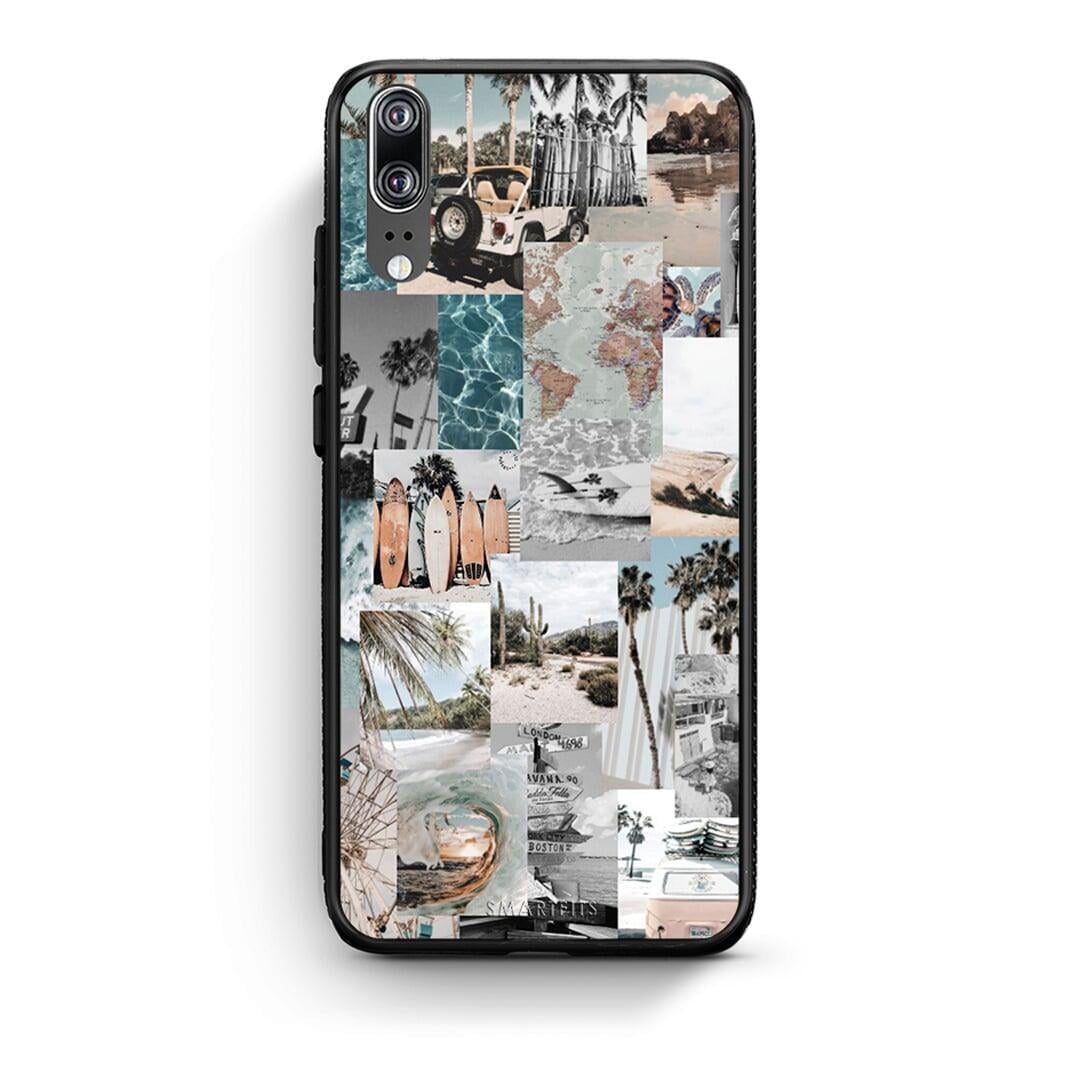 Huawei P20 Retro Beach Life Θήκη από τη Smartfits με σχέδιο στο πίσω μέρος και μαύρο περίβλημα | Smartphone case with colorful back and black bezels by Smartfits