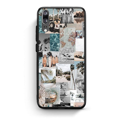 Huawei P20 Retro Beach Life Θήκη από τη Smartfits με σχέδιο στο πίσω μέρος και μαύρο περίβλημα | Smartphone case with colorful back and black bezels by Smartfits