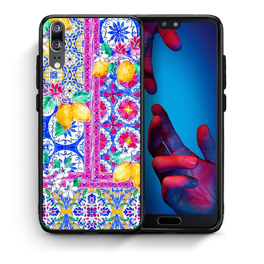 Θήκη Huawei P20 Retro Spring από τη Smartfits με σχέδιο στο πίσω μέρος και μαύρο περίβλημα | Huawei P20 Retro Spring case with colorful back and black bezels