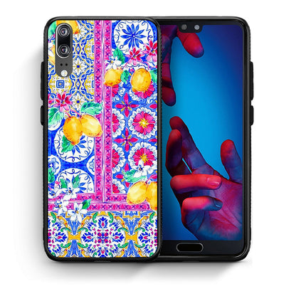 Θήκη Huawei P20 Retro Spring από τη Smartfits με σχέδιο στο πίσω μέρος και μαύρο περίβλημα | Huawei P20 Retro Spring case with colorful back and black bezels