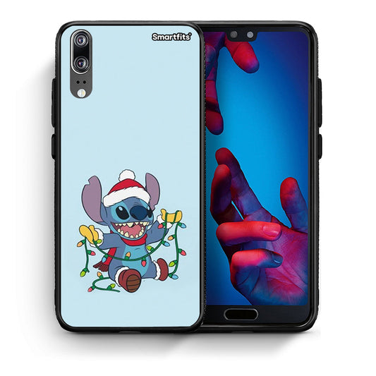 Θήκη Huawei P20 Santa Stich από τη Smartfits με σχέδιο στο πίσω μέρος και μαύρο περίβλημα | Huawei P20 Santa Stich case with colorful back and black bezels