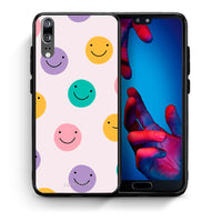 Thumbnail for Θήκη Huawei P20 Smiley Faces από τη Smartfits με σχέδιο στο πίσω μέρος και μαύρο περίβλημα | Huawei P20 Smiley Faces case with colorful back and black bezels