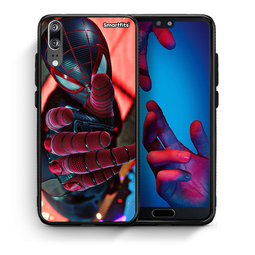 Θήκη Huawei P20 Spider Hand από τη Smartfits με σχέδιο στο πίσω μέρος και μαύρο περίβλημα | Huawei P20 Spider Hand case with colorful back and black bezels