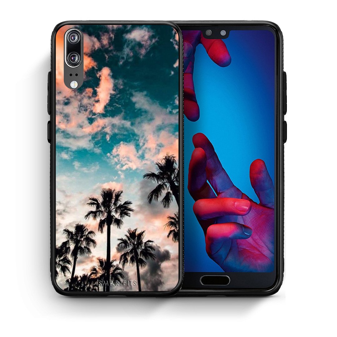 Θήκη Huawei P20 Sky Summer από τη Smartfits με σχέδιο στο πίσω μέρος και μαύρο περίβλημα | Huawei P20 Sky Summer case with colorful back and black bezels