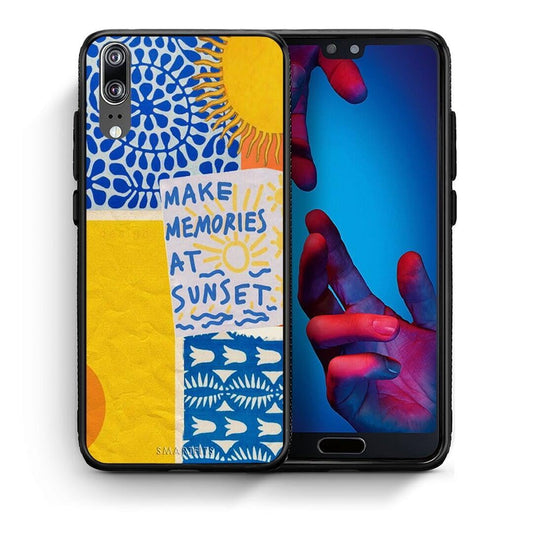 Θήκη Huawei P20 Sunset Memories από τη Smartfits με σχέδιο στο πίσω μέρος και μαύρο περίβλημα | Huawei P20 Sunset Memories case with colorful back and black bezels