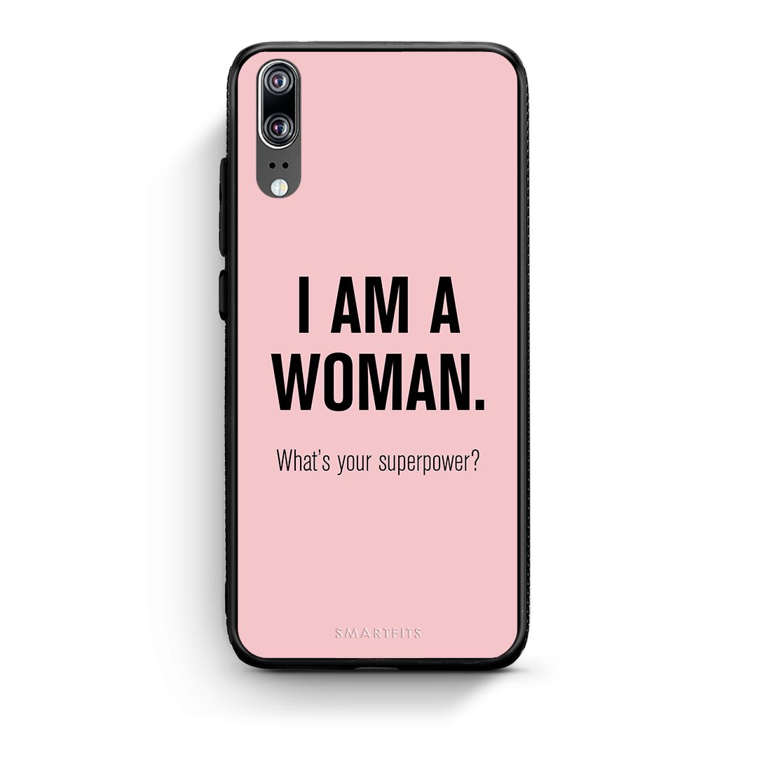 Huawei P20 Superpower Woman θήκη από τη Smartfits με σχέδιο στο πίσω μέρος και μαύρο περίβλημα | Smartphone case with colorful back and black bezels by Smartfits