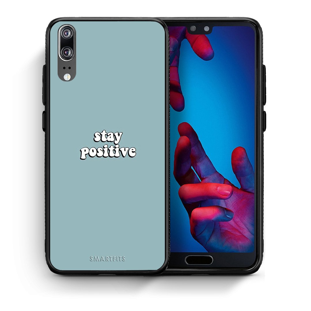 Θήκη Huawei P20 Positive Text από τη Smartfits με σχέδιο στο πίσω μέρος και μαύρο περίβλημα | Huawei P20 Positive Text case with colorful back and black bezels
