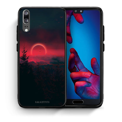 Θήκη Huawei P20 Sunset Tropic από τη Smartfits με σχέδιο στο πίσω μέρος και μαύρο περίβλημα | Huawei P20 Sunset Tropic case with colorful back and black bezels