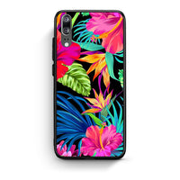 Thumbnail for Huawei P20 Tropical Flowers θήκη από τη Smartfits με σχέδιο στο πίσω μέρος και μαύρο περίβλημα | Smartphone case with colorful back and black bezels by Smartfits