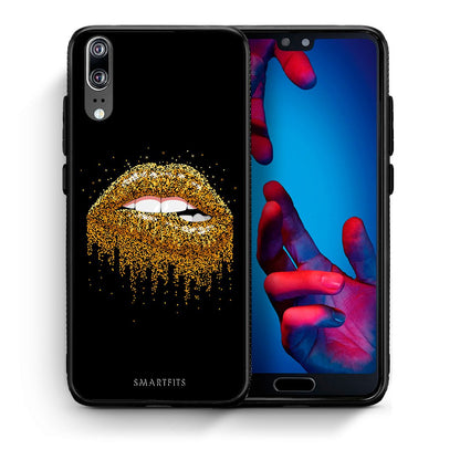 Θήκη Huawei P20 Golden Valentine από τη Smartfits με σχέδιο στο πίσω μέρος και μαύρο περίβλημα | Huawei P20 Golden Valentine case with colorful back and black bezels