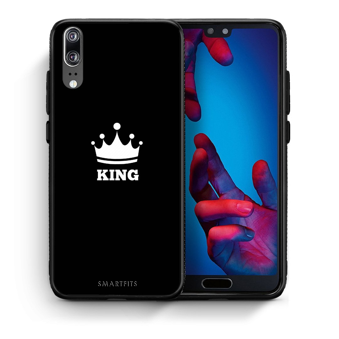 Θήκη Huawei P20 King Valentine από τη Smartfits με σχέδιο στο πίσω μέρος και μαύρο περίβλημα | Huawei P20 King Valentine case with colorful back and black bezels