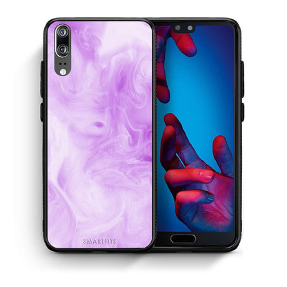 Θήκη Huawei P20 Lavender Watercolor από τη Smartfits με σχέδιο στο πίσω μέρος και μαύρο περίβλημα | Huawei P20 Lavender Watercolor case with colorful back and black bezels