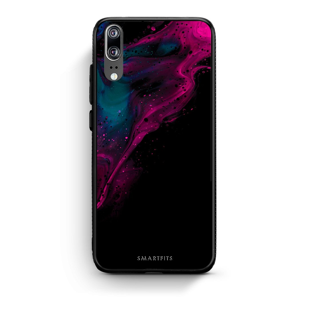 4 - Huawei P20 Pink Black Watercolor case, cover, bumper