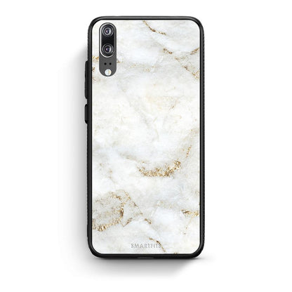 Huawei P20 White Gold Marble θήκη από τη Smartfits με σχέδιο στο πίσω μέρος και μαύρο περίβλημα | Smartphone case with colorful back and black bezels by Smartfits
