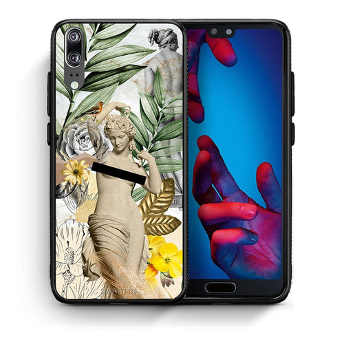 Θήκη Huawei P20 Woman Statue από τη Smartfits με σχέδιο στο πίσω μέρος και μαύρο περίβλημα | Huawei P20 Woman Statue case with colorful back and black bezels