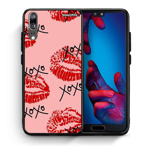 Θήκη Huawei P20 XOXO Lips από τη Smartfits με σχέδιο στο πίσω μέρος και μαύρο περίβλημα | Huawei P20 XOXO Lips case with colorful back and black bezels